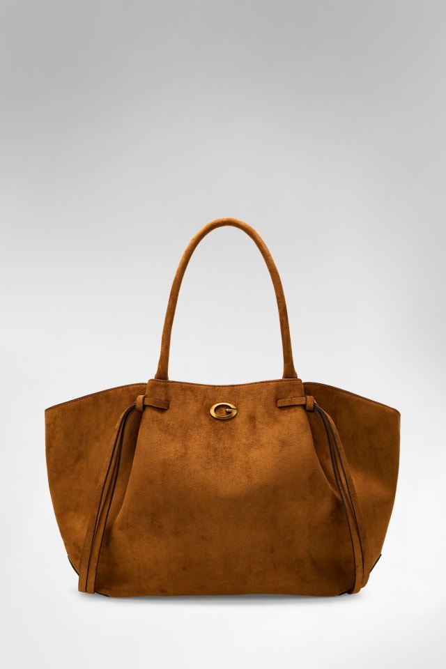 Тоут Guess Allegra с искусственной замшевой фактурой коньячного цвета